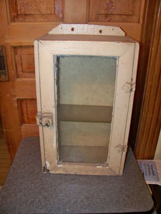 Antique Primitive Wooden Shabby Wall Hanging Bathroom Cabinet Cupboard photo