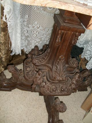 Beautifully Hand Carved Solid Oak Large Table Base From Italy,  1900 ' S Or Earlier photo