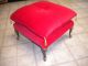 Vintage Queen Anne Leg Red Velvet Tufted / Pillow Top Footstool / Ottoman,  Neat Post-1950 photo 1