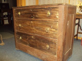 This Is A Hand Made 3 Drawer Bureau From The Late 1700s To Early 1800s With Key photo