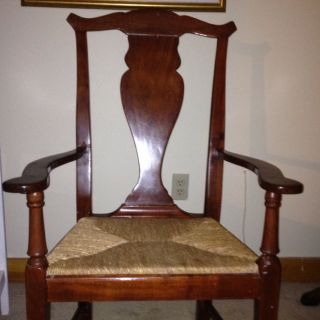 Charles And Alexander Queen Anne English Oak Antique King Chairs Pair photo