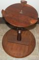 Vintage Hand Carved Bone Inlay Round Wood Pedestal Table Plant Stand Home Decor Unknown photo 3