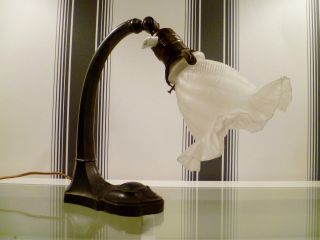 French Art Nouveau Table Lamp W Shade Antique C1910 photo