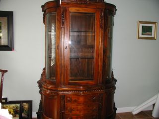 Antique 2 Piece Curio Cabinet Cherry Wood photo