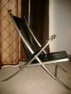 Vintage Modern Italy Maison Jansen Campaign Chair Steel Brass Leather 70 ' S Read Post-1950 photo 1