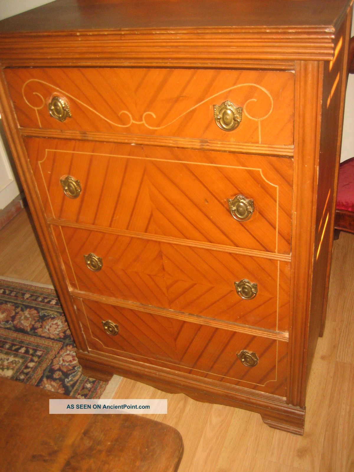 Charming Antique 1930 ' S Oak Four Drawer Dresser Chest 1900-1950 photo