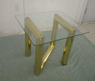 Karl Springer Style Z Brass Modern Side Table Milo Baughman Era photo