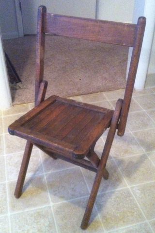 Antique 1920s Era Kalamazoo Superior Quality Children ' S Folding Slat Chair,  Maple photo