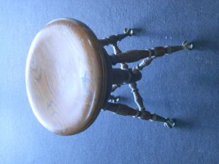 Antique Claw Foot With Glass Ball,  Oak Piano Stool.  Top Spins To Adjust Height. photo