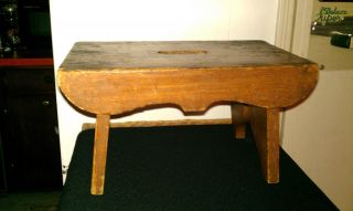 Antique Wooden Handmade Milking Stool,  Primitive,  Very Old & Charming :) photo