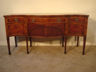 Antique Baker Furniture Company Inlaid Mahogany 8 - Leg Hepplewhite Sideboard photo