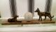 Quality 1920s Art Deco Lamp / Figural Group Of Dogs (alsatians) On Marble 20th Century photo 1