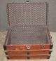 Antique - Wooden Trunk - Flat Top - Cloth Lining Unknown photo 1