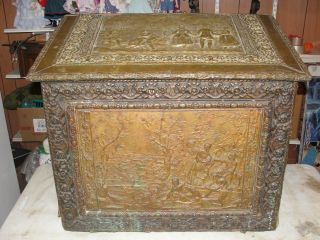 Antique 19th Century Copper Chest Fire Box French Influence Christmas photo