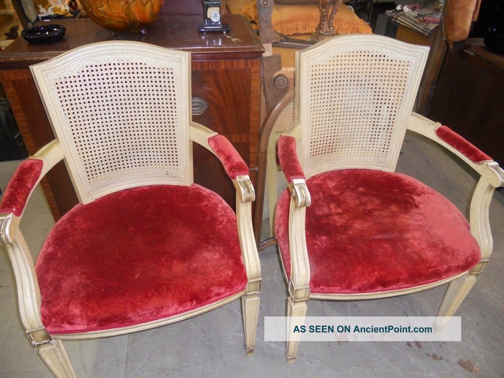 Pair Vintage French Provincial Arm Chairs 1900-1950 photo