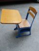 Antique Vintage Elementary School Child Desk Wood Metal Blue Local Pick Up Only Post-1950 photo 1