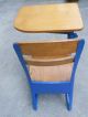 Antique Vintage Elementary School Child Desk Wood Metal Blue Local Pick Up Only Post-1950 photo 2