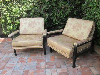 Pair Of Asian Lacquer Arm Chairs Post Modern Or Hollywood Regency photo
