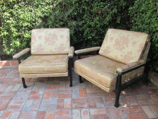 Pair Of Asian Lacquer Arm Chairs Post Modern Or Hollywood Regency photo