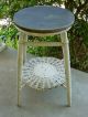 Chippy Paint Wood Wicker Plant Stand Table Side Drink Occasional Shabby Old Vtg Post-1950 photo 1