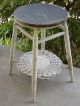 Chippy Paint Wood Wicker Plant Stand Table Side Drink Occasional Shabby Old Vtg Post-1950 photo 2