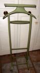 Vintage Wood Standing Valet Butler,  Antiqued Green,  Clothing Wardrobe On Wheels Other photo 3