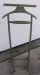 Vintage Wood Standing Valet Butler,  Antiqued Green,  Clothing Wardrobe On Wheels Other photo 4