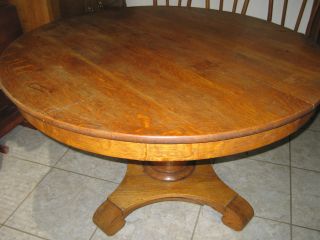 Antique Round Oak Dining Table.  75 Years Plus Old photo