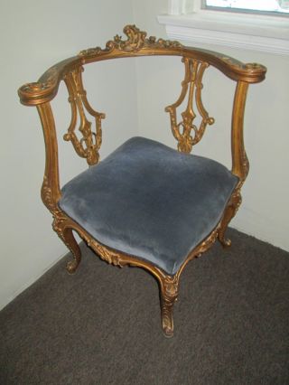 Lovely Antique Louis Xv Style Corner Arm Chair - Recovered Seat - Provenance Label photo