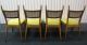 Four Mid Century Modern Wood & Cane Dining Chairs W/ New Deadstock Fabric Danish Post-1950 photo 3