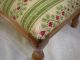 Vintage Handmade Flower Green Stripe Needlepoint 4 Wood Leg Stool 1900-1950 photo 7