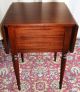 Antique Mahogany Drop Leaf End/ Side Table With 2 Drawers 1900-1950 photo 3