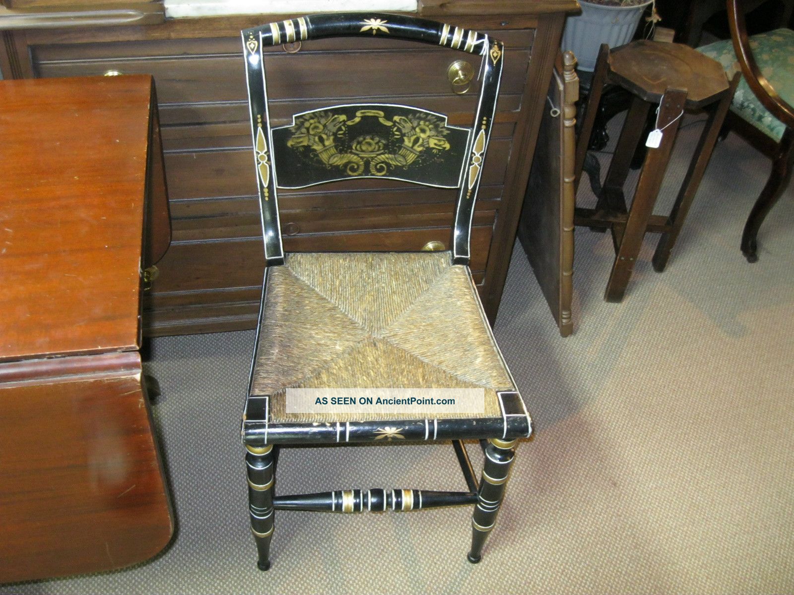 Black Painted Ladder Back Chair 1900-1950 photo