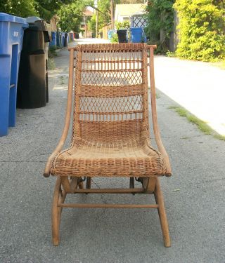 Rare Wicker Platform Rocker Patent Chair W/label Local Pickup Only No Res photo