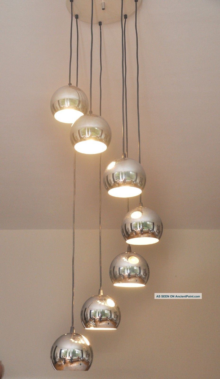 Spectacular Seven Tier Chrome Ball Vintage Chandelier 1970ies Germany 20th Century photo