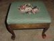 Antique Victorian Footstool Queen Ann Legs Needlepoint Upholstery Easy Restore 1900-1950 photo 4