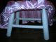 Antq Wooden Stool White Fabric Covered Embellished W/lace/sparkles 174 1900-1950 photo 5