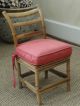 Child ' S Antique Curved Ladder Back Bamboo Chair: Removable Damask Box Cushion Post-1950 photo 1