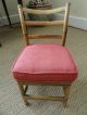 Child ' S Antique Curved Ladder Back Bamboo Chair: Removable Damask Box Cushion Post-1950 photo 2