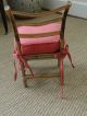 Child ' S Antique Curved Ladder Back Bamboo Chair: Removable Damask Box Cushion Post-1950 photo 3