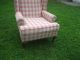 Antique Mahogany Pink Plaid Queen Anne Chair 1900-1950 photo 2