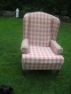 Antique Mahogany Pink Plaid Queen Anne Chair 1900-1950 photo 3