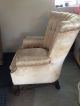 Antique 19th Century Wingback Chair Shabby Chic Silk And Velvet Champagne 1800-1899 photo 2