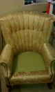 Antique 19th Century Wingback Chair Shabby Chic Silk And Velvet Champagne 1800-1899 photo 7