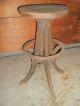 Old Architect Artist Stool Bent Wood Nail Head Leather Primitive Arts & Crafts 1900-1950 photo 1