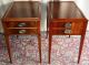 Vintage Flame Mahogany Recessed Top Tables With Drawer Pair Post-1950 photo 2