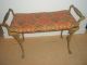 Vintage Antique Ornate Brass Metal Upholstered Piano Side Bench Unknown photo 6
