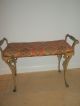 Vintage Antique Ornate Brass Metal Upholstered Piano Side Bench Unknown photo 7
