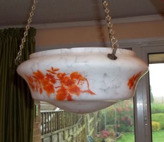 Art Deco Glass Circular Ceiling Shade,  Fitting On Chains photo