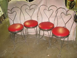 Antique Ice Cream Parlor Sweet Heart Chairs - Soda Fountain Coca Cola Coke Malt photo